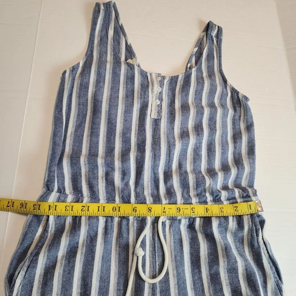 Anthropologie Cloth & Stone Size S women Blue Striped Cropped Wide Leg Jumpsuit